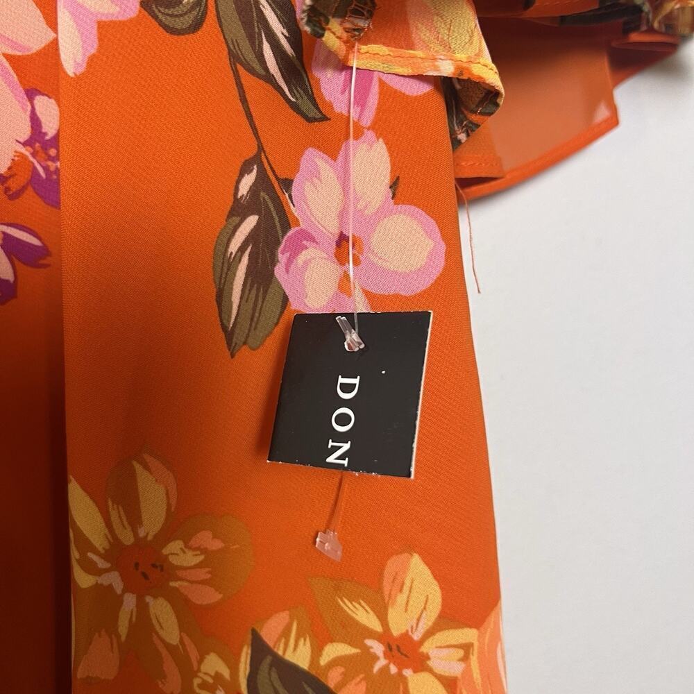 NWT Donna Morgan Bell Sleeve Floral Dress Sz 12 Orange Vacation Flowy Romantic - Picture 2 of 16